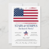 編集可能アメリカ国旗7月4日 招待状 (正面)
