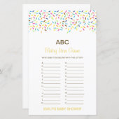 編集可能アルファベットベビーアイテム赤ちゃんシャワーゲーム (正面/裏面)