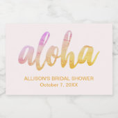 編集可能アロハトロピカルブライダルシャワーミニ スパークリングワインラベル (シングルラベル)