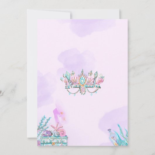 編集可能アンダーザシーマーメイド誕生日招待状 招待状 (裏面)