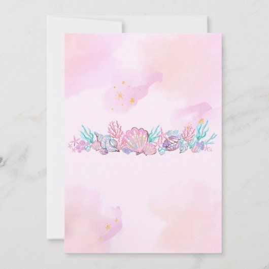 編集可能アンダーザシーマーメイド誕生日招待状 招待状 (裏面)