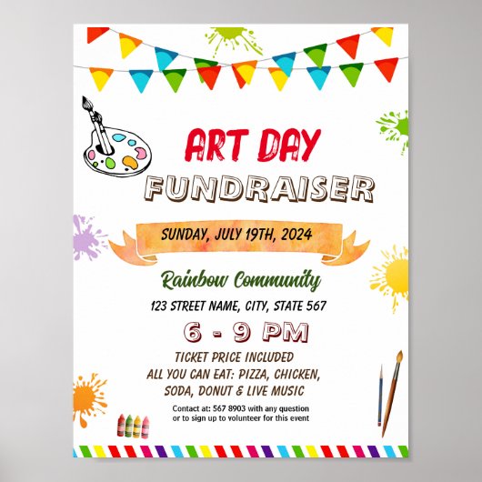 編集可能アートフェアフライヤー ポスター (正面)