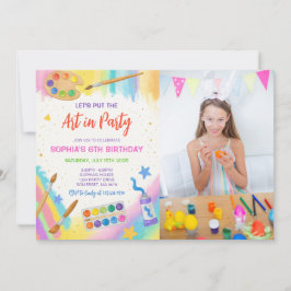 編集可能アート絵を描パーティーのパーティー誕生日写真 招待状