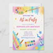 編集可能アート絵を描パーティーパーティー誕生日 招待状 (正面)