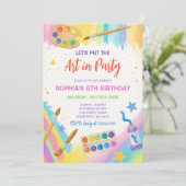 編集可能アート絵を描パーティーパーティー誕生日 招待状 (スタンド正面)