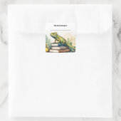 編集可能イグアナおよびブック蔵書票シール スクエアシール (バッグ)