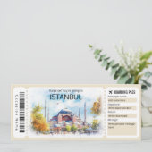 編集可能イスタンブール飛行機チケット、トルコ旅行 招待状 (スタンド正面)