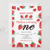 編集可能イチゴ招待状 招待状 (正面)