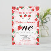 編集可能イチゴ誕生日招待状 招待状 (スタンド正面)