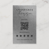 編集可能インフルエンサーのコンテンツ作成者シルバー 名刺 (裏面)