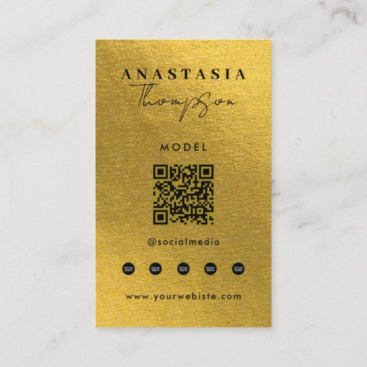 編集可能インフルエンサーのコンテンツ作成者金ゴールド 名刺 (裏面)