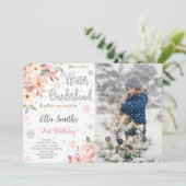 編集可能ウィンターワンダーランドフォト招待状 招待状 (スタンド正面)