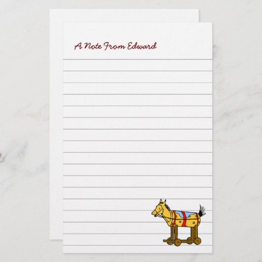 編集可能ウェスタンヴィンテージトイ馬 便箋 (正面/裏面)