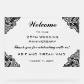 編集可能ウェルカムブラックフレームアクリル記号 アクリルサイン (正面)