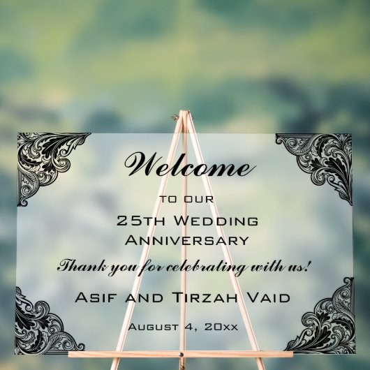 編集可能ウェルカムブラックフレームアクリル記号 アクリルサイン (ニュートラル)