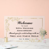 編集可能ウェルカム金ゴールドフレーム アクリルサイン (ウェディング)