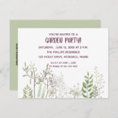 編集可能ウォーターカラーガーデンパーティの招待状カード 招待状 (正面/裏面)