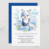 編集可能ウルフカッブボーイ赤ちゃんシャワー 招待状 (正面/裏面)