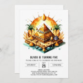 編集可能エジプトオンラインピラミッド誕生日 招待状 (正面/裏面)