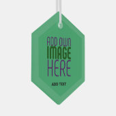 編集可能エメモダンラルドグリーン画像文字テンプレート ガラスオーナメント (正面右)