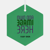 編集可能エメモダンラルドグリーン画像文字テンプレート ガラスオーナメント (裏面)