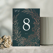 編集可能エメラルドフラワーリース銅箔結婚ズ テーブルナンバー