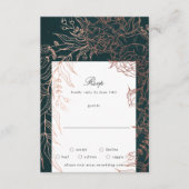 編集可能エメラルドフラワーリース銅箔結婚ズ 出欠カード (正面)