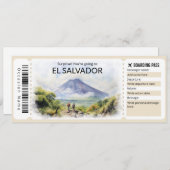 編集可能エルサルバドル飛行機チケット、サルバドルトリップ 招待状 (正面/裏面)