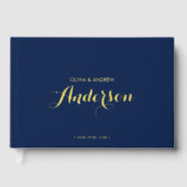 編集可能エレガントカラーモダンと結婚のスクリプト ゲストブック (正面)