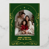 編集可能エレガントクリスマスカードテンプレート休日 箔シーズンカード (正面)