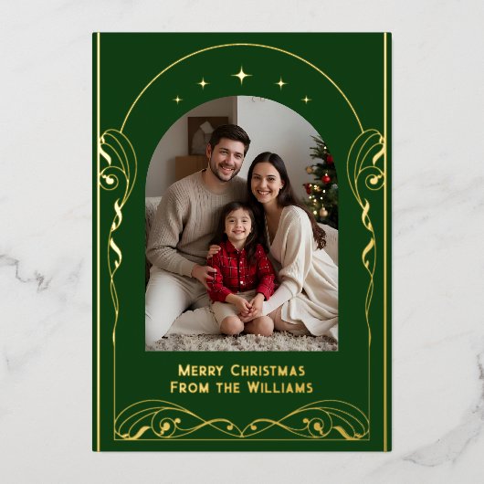 編集可能エレガントクリスマスカードテンプレート休日 箔シーズンカード (正面)