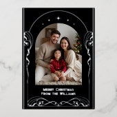 編集可能エレガントクリスマスカードテンプレート休日 箔シーズンカード (正面)