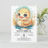 編集可能エレガントダック誕生日 招待状 (スタンド正面)