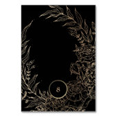 編集可能エレガントブラック金ゴールドカスタムリース結婚の テーブルナンバー (裏面)