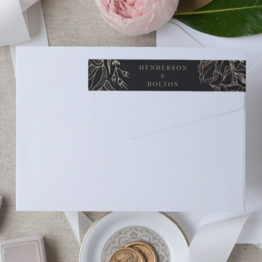 編集可能エレガントブラック金ゴールドカスタムリース結婚の ラップアラウンドラベル