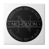 編集可能エレガントモダンモノグラム黒と白 タイル (正面)