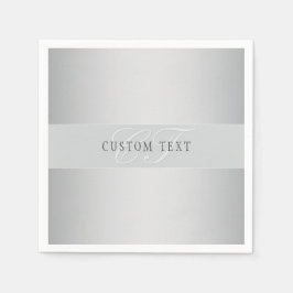 編集可能エレガントモノグラム書スクリプト | グレイ スタンダードカクテルナプキン