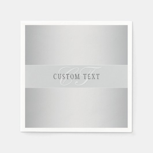 編集可能エレガントモノグラム書スクリプト | グレイ スタンダードカクテルナプキン (正面)