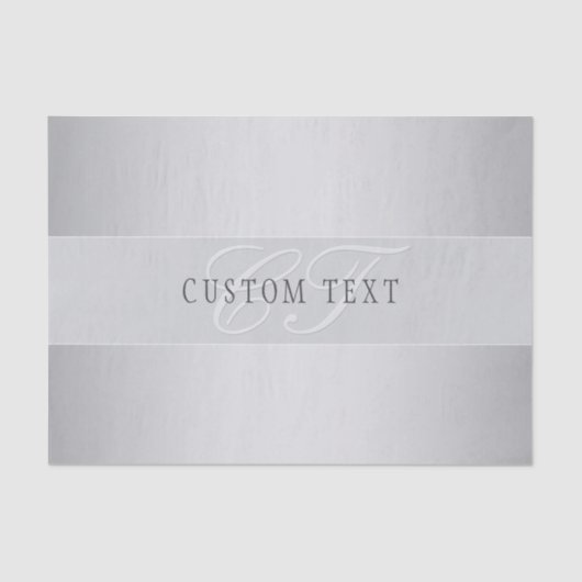 編集可能エレガントモノグラム書スクリプト | グレイ 薄葉紙 (正面)