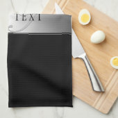 編集可能エレガントモノグラム書スクリプト | ブラック キッチンタオル (四つ折り)