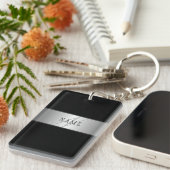 編集可能エレガントモノグラム書スクリプト | ブラック キーホルダー (正面右)