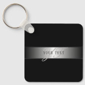 編集可能エレガントモノグラム書スクリプト | ブラック キーホルダー (正面)