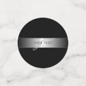 編集可能エレガントモノグラム書スクリプト | ブラック コンフェッティ (スモール正面)