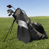 編集可能エレガントモノグラム書スクリプト | ブラック ゴルフタオル (グリーン)