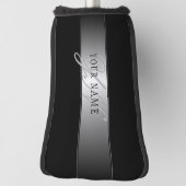 編集可能エレガントモノグラム書スクリプト | ブラック ゴルフヘッドカバー (回転90)