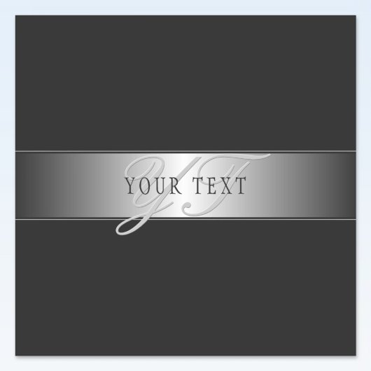 編集可能エレガントモノグラム書スクリプト | ブラック シール