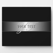 編集可能エレガントモノグラム書スクリプト | ブラック フォトプラーク (正面)