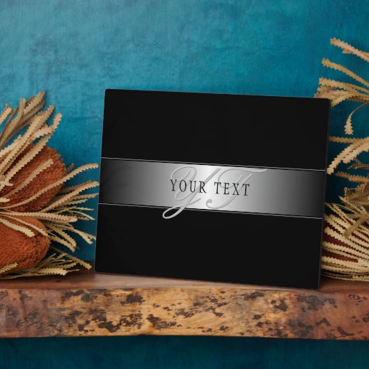 編集可能エレガントモノグラム書スクリプト | ブラック フォトプラーク (側面)