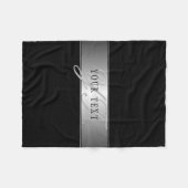 編集可能エレガントモノグラム書スクリプト | ブラック フリースブランケット (正面(横))