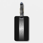 編集可能エレガントモノグラム書スクリプト | ブラック ラゲッジタグ (裏面縦)